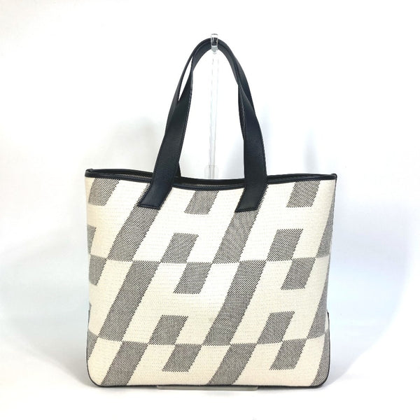 Hermes Cabas Bias H 40 Bag Hand Bag Tote Bag Black/White/Gray