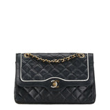 Chanel Matelasse 25 Coco Mark Double Flap Chain Shoulder Bag Black Lambskin Women's CHANEL