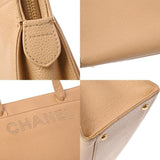 CHANEL Beige Women's Caviar Skin Handbag