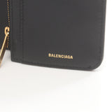 BALENCIAGA Monaco Bi-fold Long Wallet Leather Men's Women's Black 7654282AAXB1000