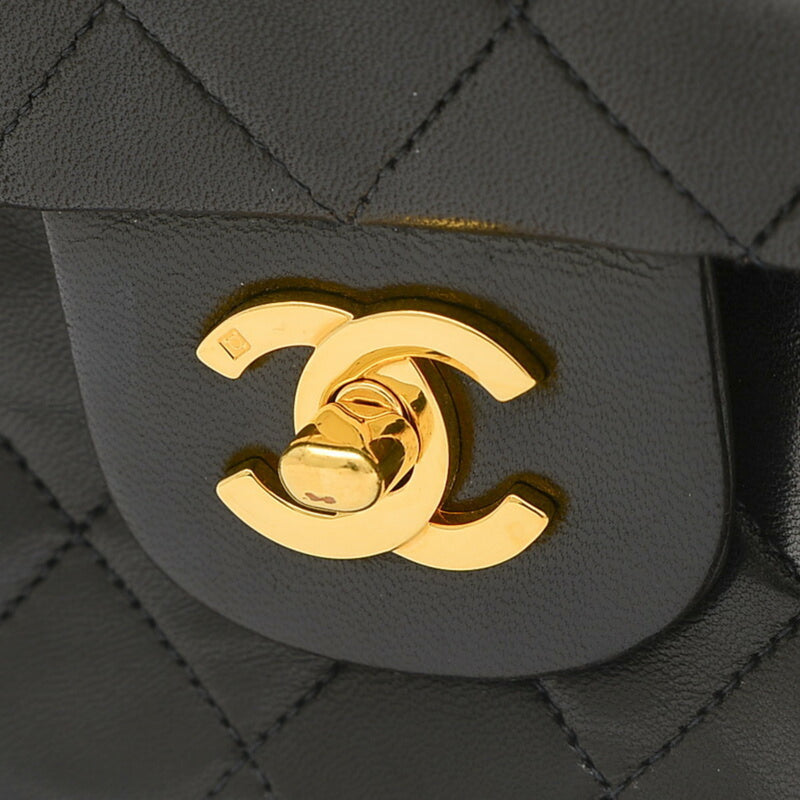 Chanel Matelasse W Chain Shoulder Bag Lambskin Black A01112