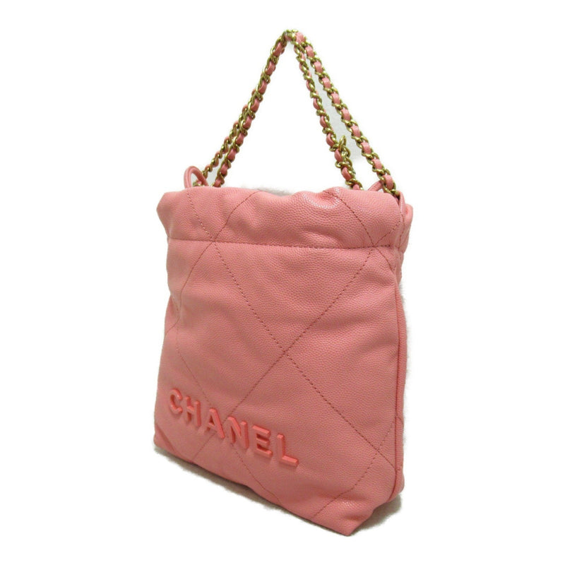 CHANEL 22 2way shoulder bag Bag Caviar skin (grained calf) Shiny grained calfskin Women's Pink Coral pink AS3980 B14407 NR646