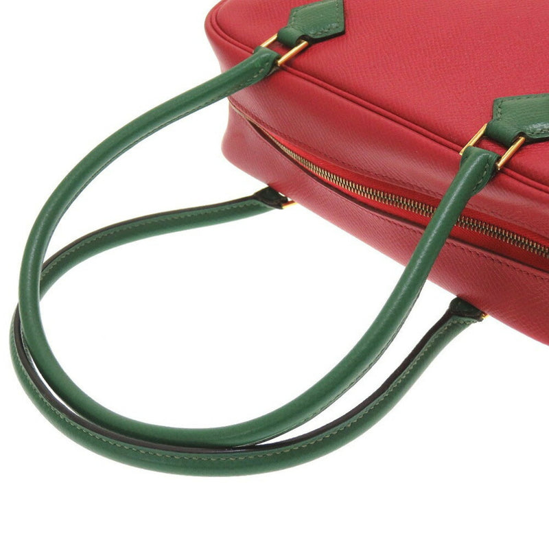 Hermes Plume Couchevel Rouge Vif Vert □A stamp handbag bag red green HERMES