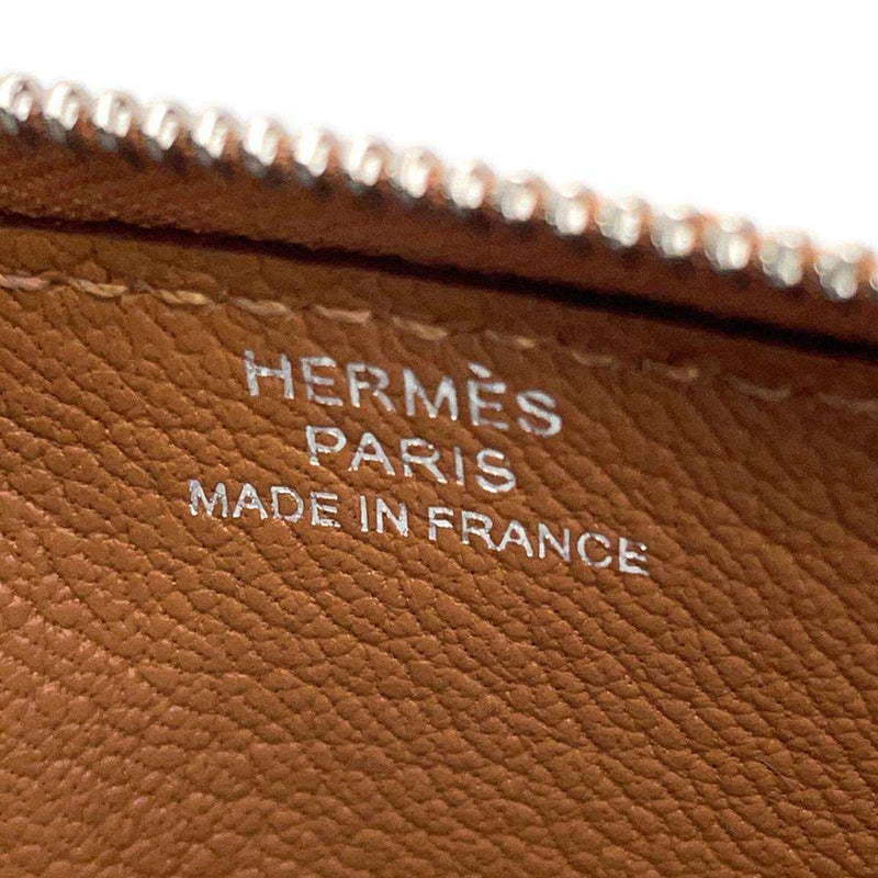 Hermes Business Card Holder/Card Case Strap PM Gold Brick Evercolor T Engraved Holder