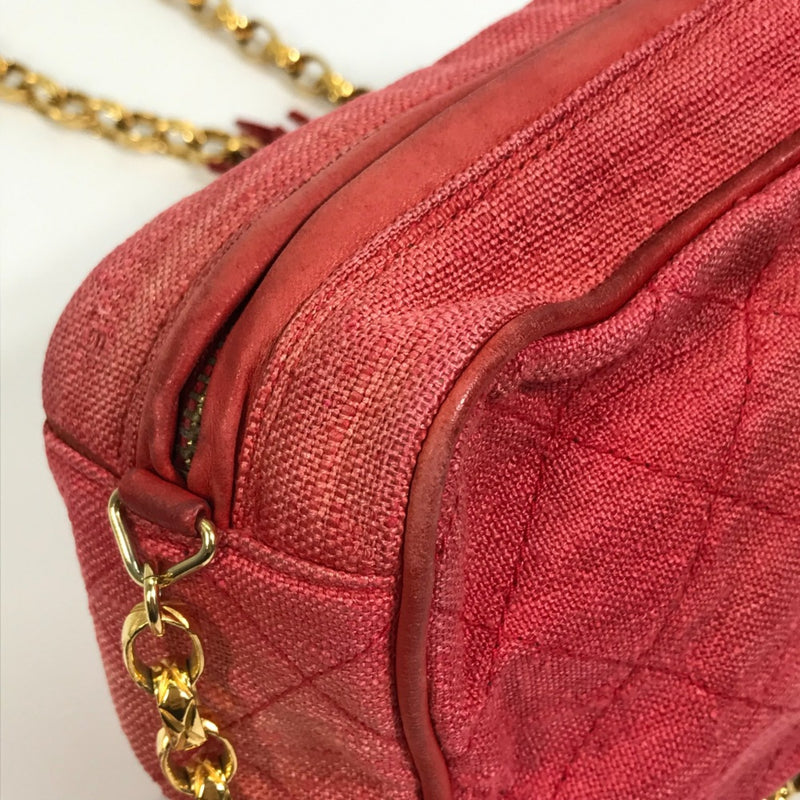 Chanel CC Mark bag fringe tassel Shoulder Bag Red x GoldHardware