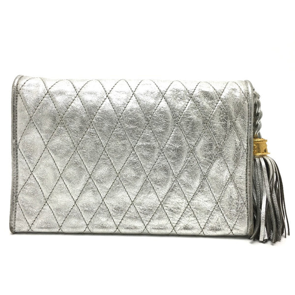 Chanel Quilted Matelasse Bag Chain Pochette Shoulder Bag Silver x GoldHardware