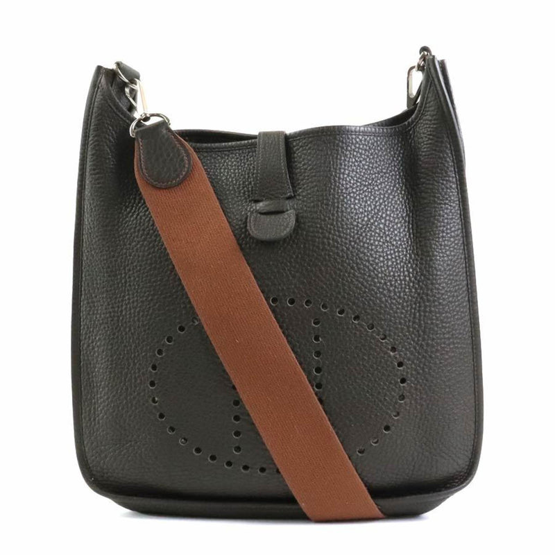 Hermes HERMES Shoulder Bag Evelyn 2GM Leather Dark Gray Brown Unisex