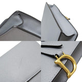 Christian Dior Wallet Chain Shoulder Bag Saddle Leather/Metal Blue Gray Women's w0219a