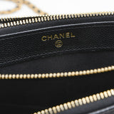 Chanel Matelasse Phone Case Chain Wallet Caviar Skin Black AP3495