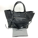 Balenciaga 702499 Medium 2WAY Shoulder Crossbody Tote Bag Black SilverHardware