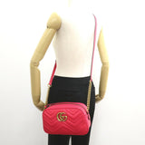 Gucci GG Marmont Small Shoulder Bag Leather Quilted Women's Red 447632AABZB6832