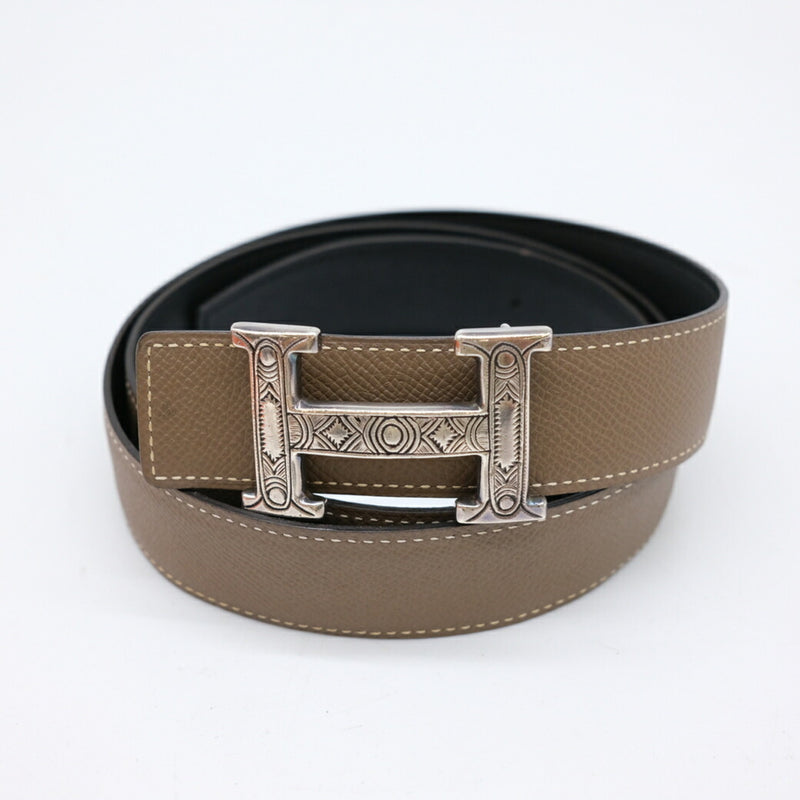 HERMES Hermes Belt Touareg Constance Etoupe Black Reversible Veau Epsom Box Calf