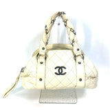 CHANEL Bubble Quilt CC Coco Mark Chain Boston Bag Handbag Leather Women's Beige