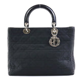 Christian Dior Handbag Lady Nylon/Leather Black Silver Ladies