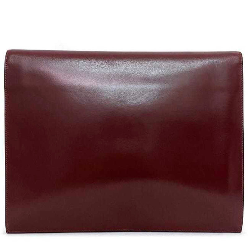 Hermes Clutch Bag Faco Bordeaux Leather Boxcalf 〇H HERMES Flap Women's Men's