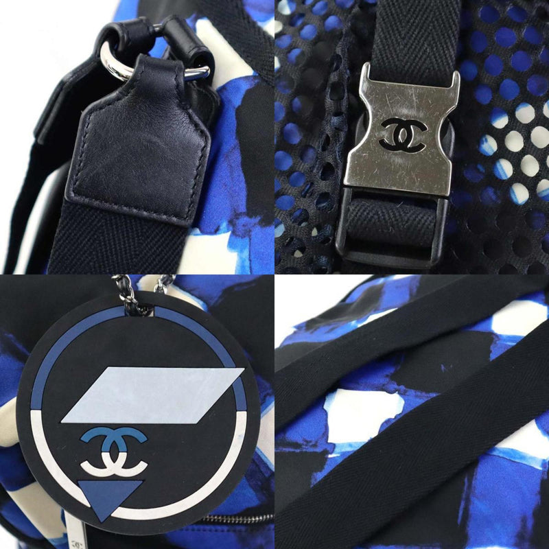 CHANEL Backpack Airline Nylon Black x Blue White Women's 99983i