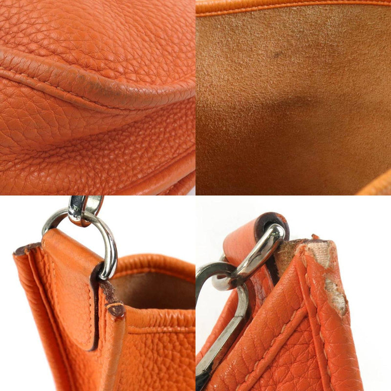 Hermes HERMES Shoulder Bag Evelyn 3 PM Leather Orange Silver Men's Women's e58781a