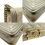 CHANEL Shoulder Bag Boy Chanel Leather Gold Women's n0113