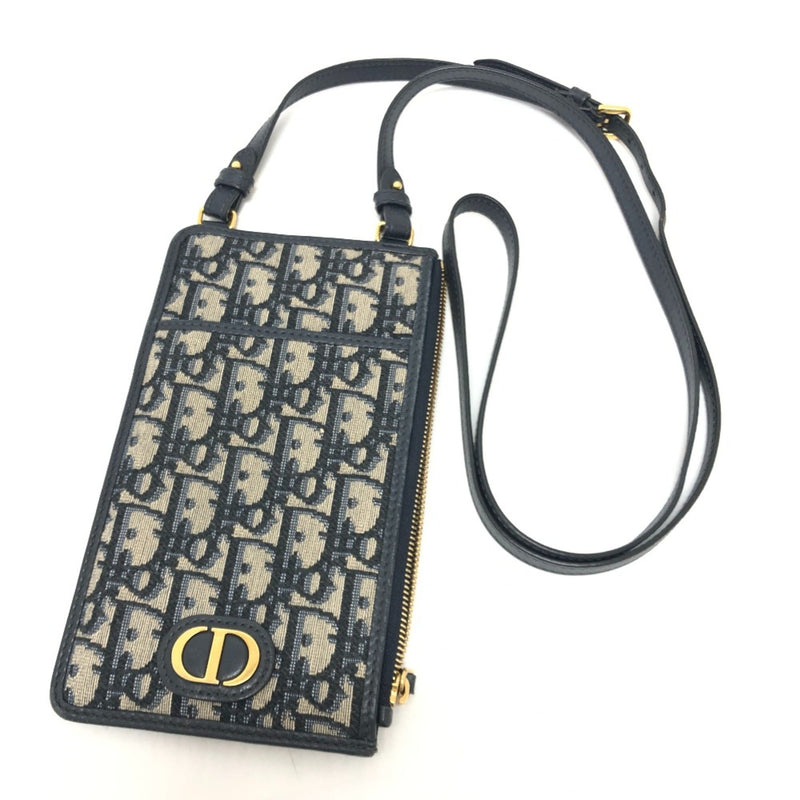 CHRISTIAN DIOR Phone Case Wallet Crossbody Shoulder Bag Shoulder Bag Navy GoldHardware