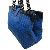 BOTTEGA VENETA Shoulder Bag Intrecciato Leather Blue/Black Women's w0169i