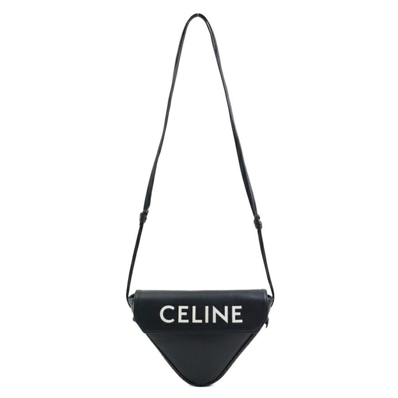 CELINE Shoulder Bag Triangle Leather Black Women's 99964j