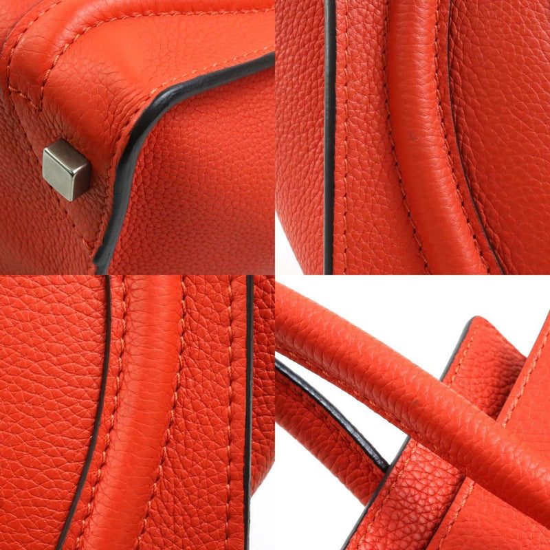 CELINE Handbag Luggage Micro Shopper Leather Orange Red Women's 99883g