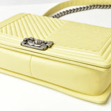 CHANEL Chain Shoulder Bag Clutch 2way Boy Chanel Chabron Lambskin Yellow Tone