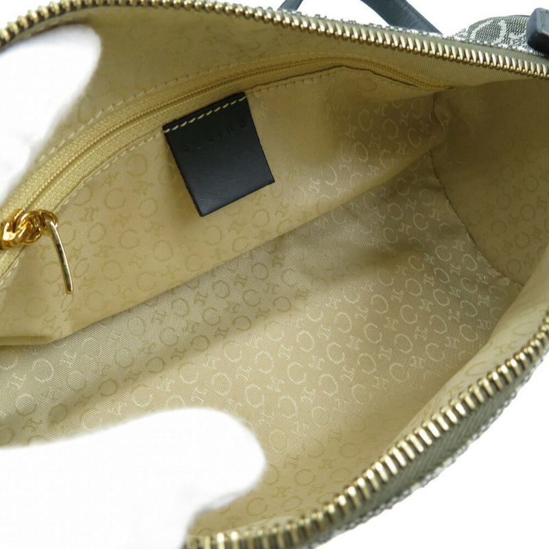 Celine C macadam pattern canvas leather olive green shoulder bag