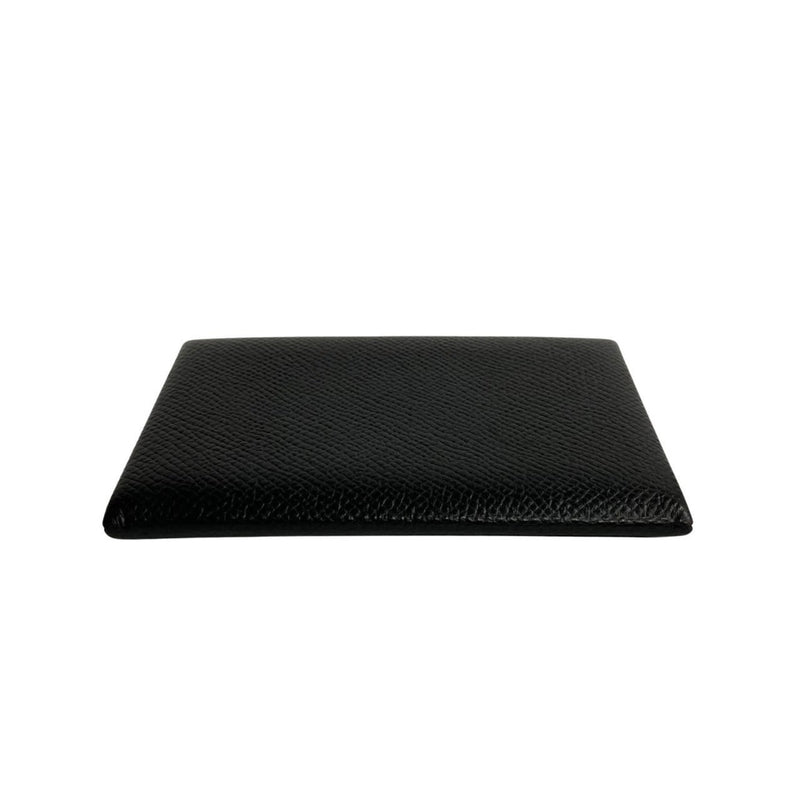 HERMES Calvi Leather Vaux Epson Business Card Holder/Card Case Holder Black 74886