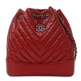 CHANEL Bag Gabrielle de Chanel Small Backpack Women's Leather Red Chain Compact