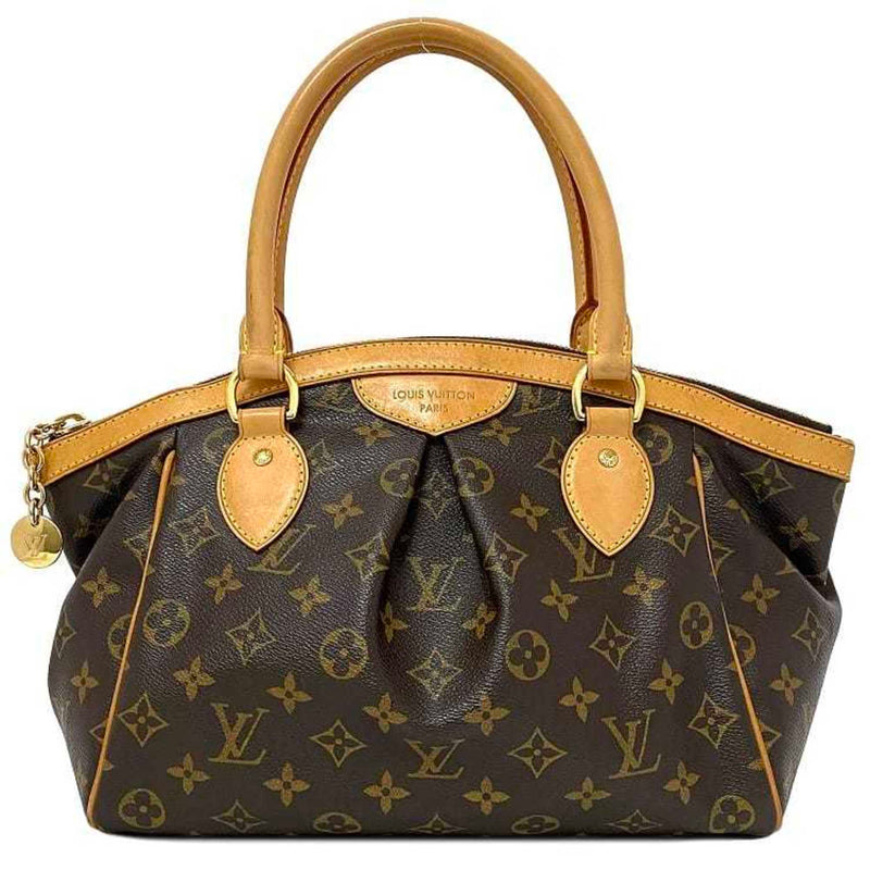 LOUIS VUITTON Handbag Tivoli PM Brown Monogram M40143 Canvas Tanned Leather VI1078 Tote Bag Gathered