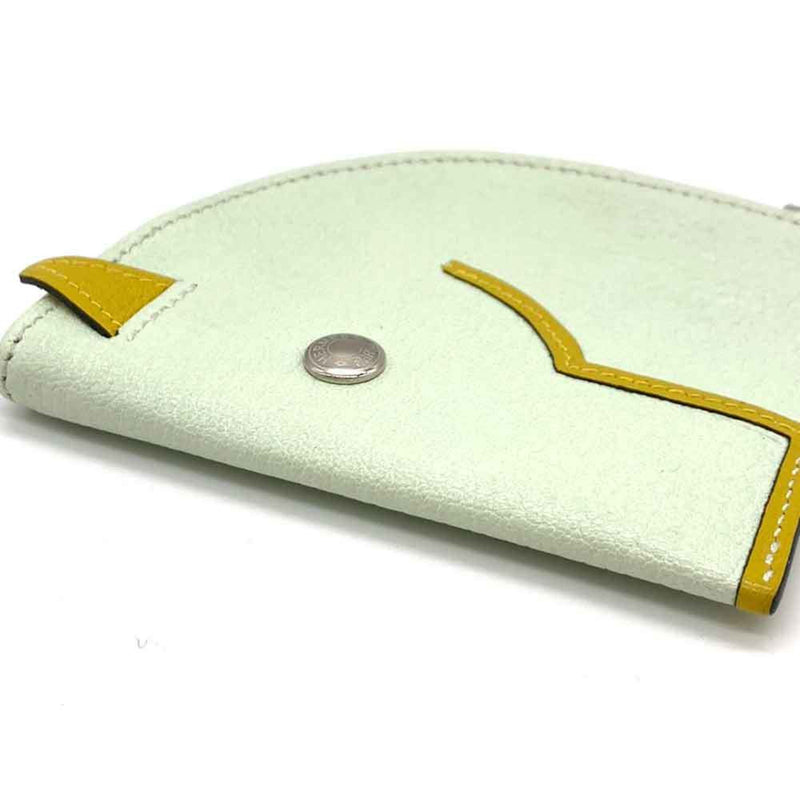 Hermes Wallet Paddock White x Yellow Wallet/Coin Case Coin Purse Horse Serie Women's Chevre Leather HERMES