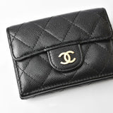 CHANEL coin case/wallet compact wallet/A84401/3-fold wallet caviar skin classic A84401 black