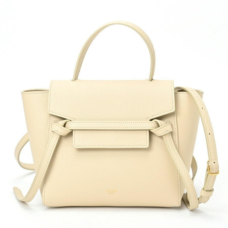 CELINE Belt Bag Nano Shoulder 18900 Grained Calfskin Ivory S-156709