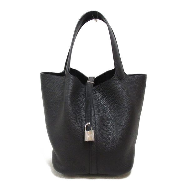 HERMES Picotin Rock MM Black Tote Bag Black Noir Taurillon Clemence leather