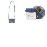 Christian Dior Shoulder Bag 30 Montaigne Leather Gray Blue Men's Women's a0376