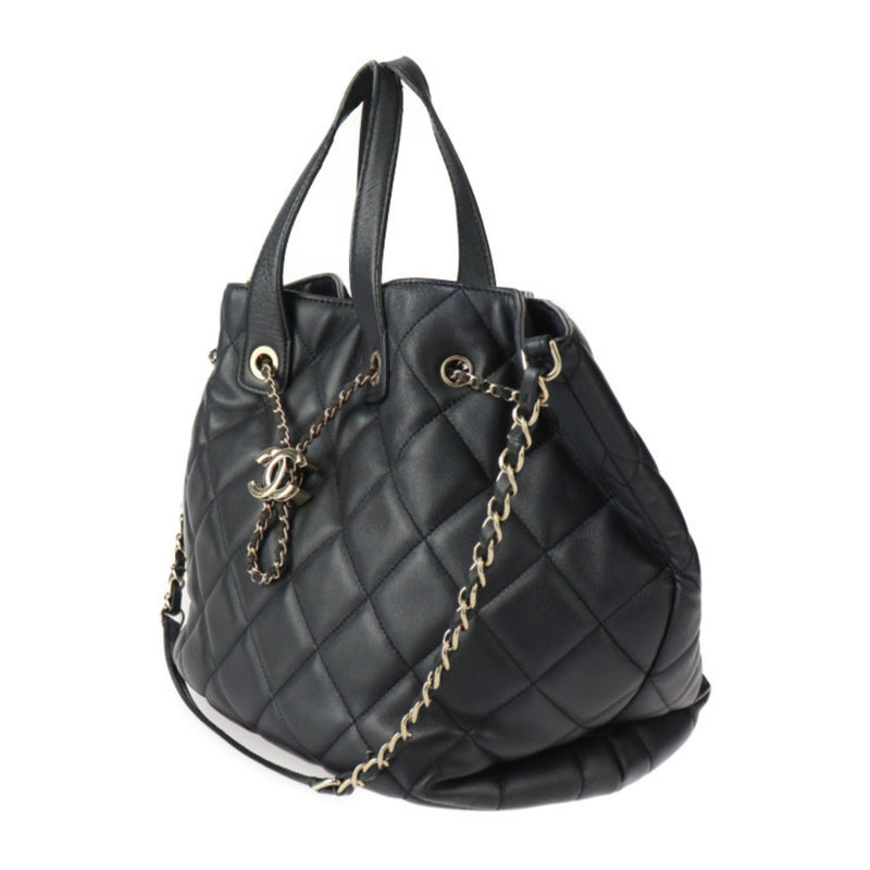 CHANEL Chanel Bag Handbag Lambskin Black Matelasse Coco Mark Shoulder Tote Quilted