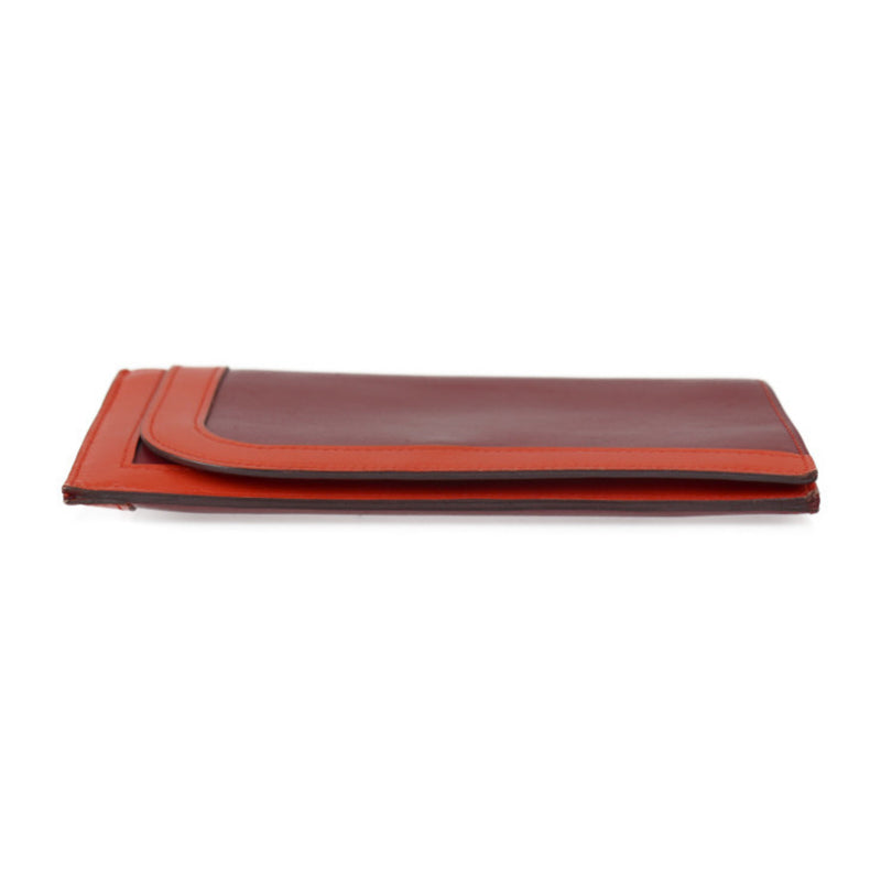 HERMES Hermes Camaille Long Wallet Box Calf Bordeaux Orange Bicolor C Engraved