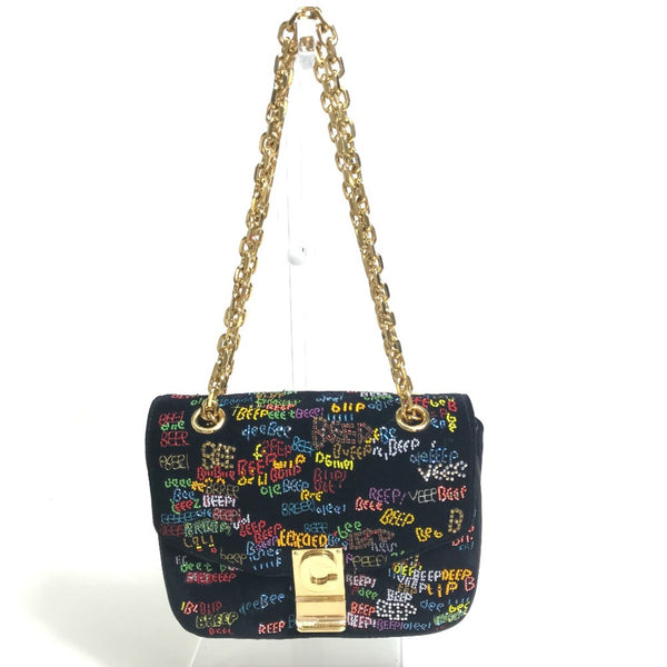 CELINE Small C Bag Chain Shoulder Bag Black x Multicolore