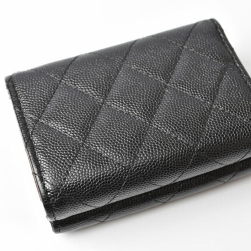 CHANEL coin case/wallet compact wallet/A84401/3-fold wallet caviar skin classic A84401 black