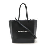 BALENCIAGA Tote XXS Bag Handbag Shoulder Leather Black White 597858