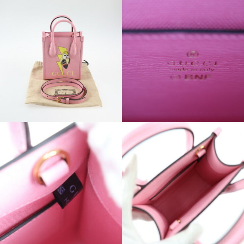 GUCCI Gucci Bananya collaboration handbag 671623 leather pink shoulder bag