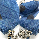 Chanel Bag 19 Chain Shoulder Blue x Pochette Smartphone Pouch Crossbody Women's Denim Canvas CHANEL