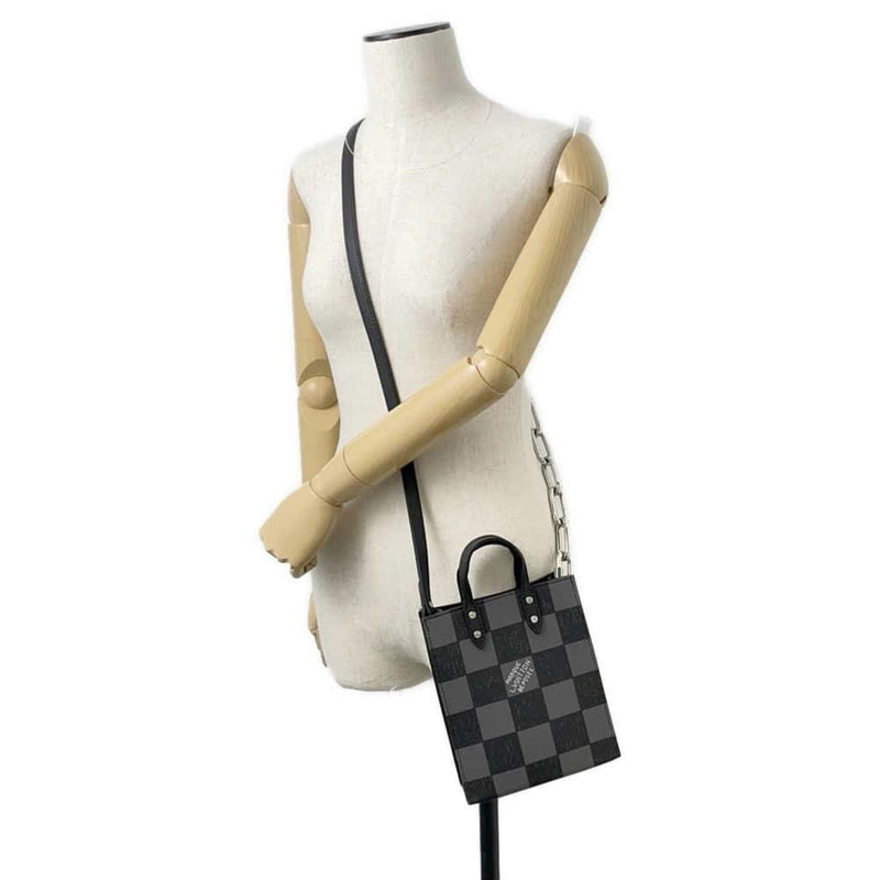 Louis Vuitton Handbag Damier Checkerboard Sac Plat XS N60479 2way Shoulder Bag Black