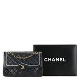 Chanel Matelasse 25 Coco Mark Double Flap Chain Shoulder Bag Black Lambskin Women's CHANEL