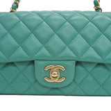 CHANEL Matelasse 20 Flap Bag Chain Shoulder Lambskin A69900 Green x Gold Women's