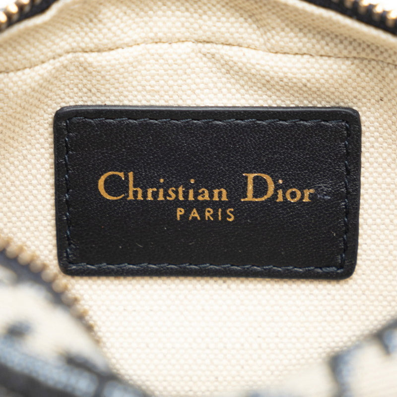 Christian Dior Dior Trotter Pouch Belt Bag Waist Navy Grey Canvas Leather Women's