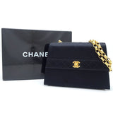 CHANEL Chain Shoulder Bag Satin Black 351743