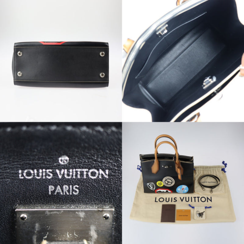 LOUIS VUITTON City Steamer MM World Tour Collection Handbag M43080 Leather Black Multicolor Silver Hardware 2WAY Shoulder Bag Vuitton