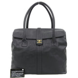 CHANEL Coco Mark Turnlock No.6 Shoulder Bag Caviar Skin Black with Seal